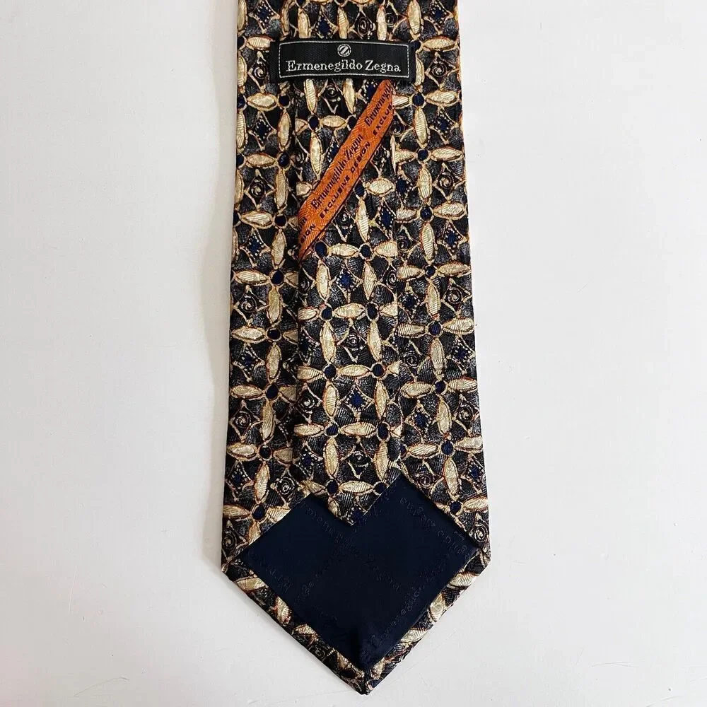 Ermenegildo Zegna 100% Silk Tie Made in Italy Men's